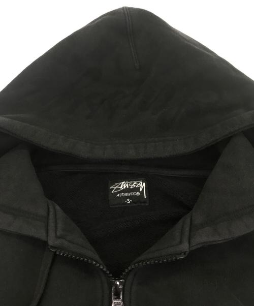 stussy（ステューシー）stussy (ステューシー) ロゴ刺繍ジップパーカー ブラック サイズ:Ｓの古着・服飾アイテム