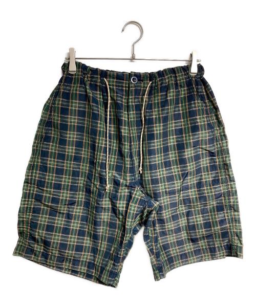 COMME des GARCONS HOMME（コムデギャルソン オム）COMME des GARCONS HOMME (コムデギャルソン オム) Ramie Check Half Pants/ラミーチェック柄ハーフパンツ グリーン サイズ:XSの古着・服飾アイテム