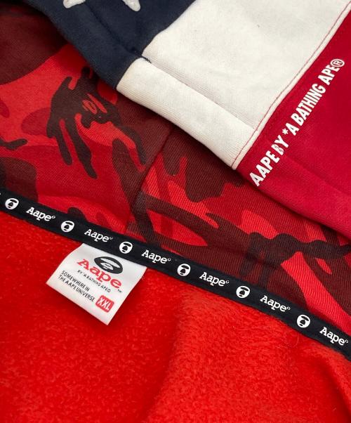 Aape BY A BATHING APE（エーエイプ バイ アベイシングエイプ）Aape BY A BATHING APE (エーエイプ バイ アベイシングエイプ) カモ柄スナップフーデットジャケット レッド サイズ:XXLの古着・服飾アイテム