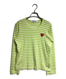 PLAY COMME des GARCONS（プレイコムデギャルソン）の古着「ボーダーカットソー/border cut and sew」｜グリーン