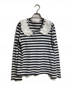 COMME des GARCONSコムデギャルソン）の古着「フリルボーダーカットソー/Stripe frill-collar top」｜ホワイト×ブラック