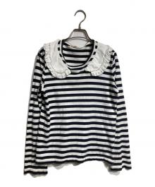 COMME des GARCONS（コムデギャルソン）の古着「フリルボーダーカットソー/Stripe frill-collar top」｜ホワイト×ブラック