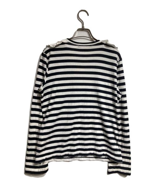 COMME des GARCONS（コムデギャルソン）COMME des GARCONS (コムデギャルソン) フリルボーダーカットソー/Stripe frill-collar top ホワイト×ブラック サイズ:Ｍの古着・服飾アイテム