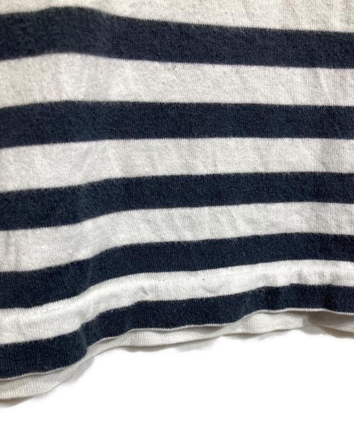 COMME des GARCONS（コムデギャルソン）COMME des GARCONS (コムデギャルソン) フリルボーダーカットソー/Stripe frill-collar top ホワイト×ブラック サイズ:Ｍの古着・服飾アイテム