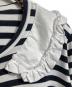 中古・古着 COMME des GARCONS (コムデギャルソン) フリルボーダーカットソー/Stripe frill-collar top ホワイト×ブラック サイズ:Ｍ：10000円