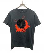 stussyステューシー）の古着「フロッキースカルプリントTシャツ」｜ブラック