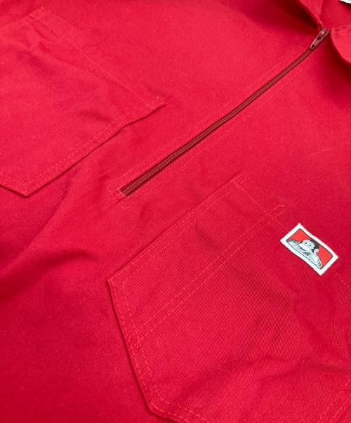BEN DAVIS（ベンデイビス）BEN DAVIS (ベンデイビス) 90s ハーフジップワークシャツ レッド サイズ:Mの古着・服飾アイテム