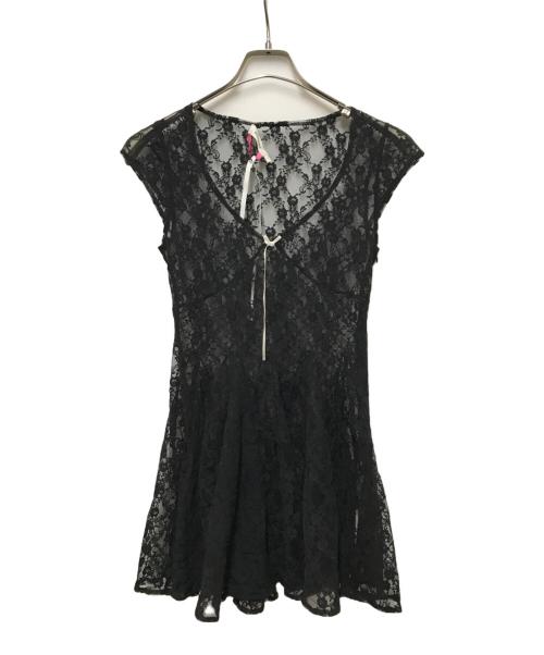 GLOWNY（グロウニー）GLOWNY (グロウニー) WHISPER LACE MINI DRESS ブラック サイズ:Sの古着・服飾アイテム
