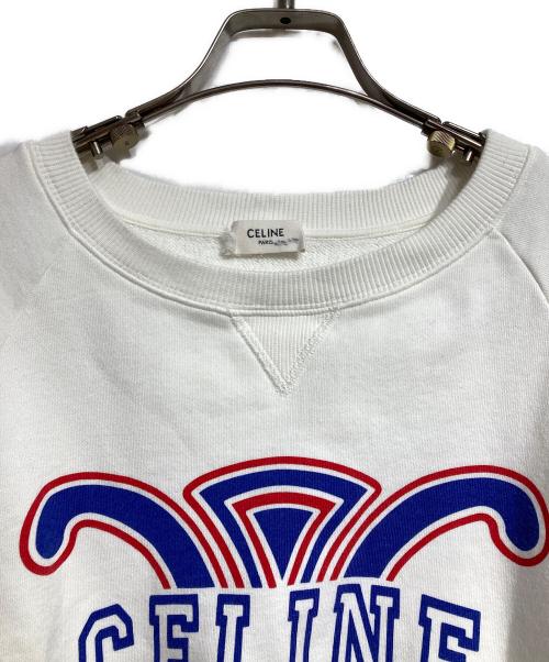 CELINE（セリーヌ）CELINE (セリーヌ) トリオンフプリントルーズスウェットTシャツ/Triomphe Loose T-Shirt in Cotton Jersey  ホワイト サイズ:Sの古着・服飾アイテム
