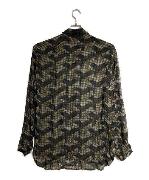 DRIES VAN NOTEN（ドリスヴァンノッテン）DRIES VAN NOTEN (ドリスヴァンノッテン) ドットシアーレーヨンシャツ/Sheer Rayon Shirt ブラック×ブラウン サイズ:SMALLの古着・服飾アイテム
