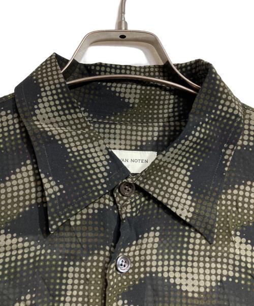 DRIES VAN NOTEN（ドリスヴァンノッテン）DRIES VAN NOTEN (ドリスヴァンノッテン) ドットシアーレーヨンシャツ/Sheer Rayon Shirt ブラック×ブラウン サイズ:SMALLの古着・服飾アイテム
