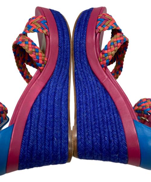 HERMES（エルメス）HERMES (エルメス) イネス ウェッジソールサンダル/ENESS wedge sandals ブルー×ピンク サイズ:40(25.5-26.0)の古着・服飾アイテム