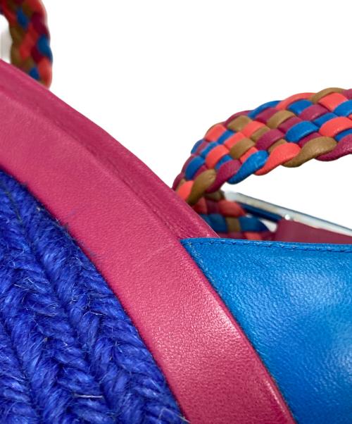 HERMES（エルメス）HERMES (エルメス) イネス ウェッジソールサンダル/ENESS wedge sandals ブルー×ピンク サイズ:40(25.5-26.0)の古着・服飾アイテム