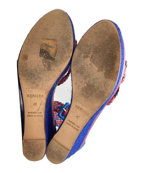 HERMES（エルメス）HERMES (エルメス) イネス ウェッジソールサンダル/ENESS wedge sandals ブルー×ピンク サイズ:40(25.5-26.0)の古着・服飾アイテム
