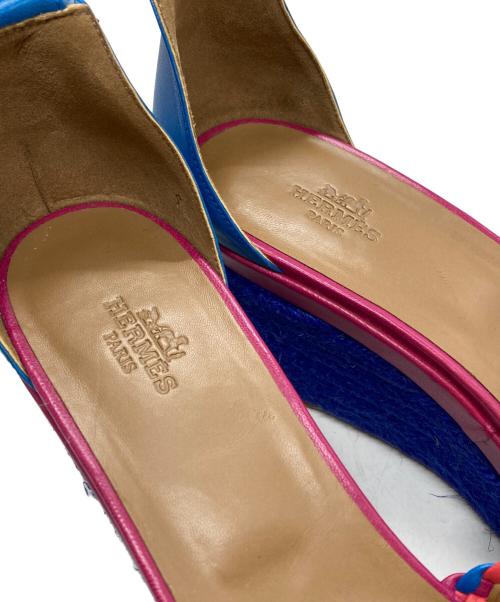 HERMES（エルメス）HERMES (エルメス) イネス ウェッジソールサンダル/ENESS wedge sandals ブルー×ピンク サイズ:40(25.5-26.0)の古着・服飾アイテム