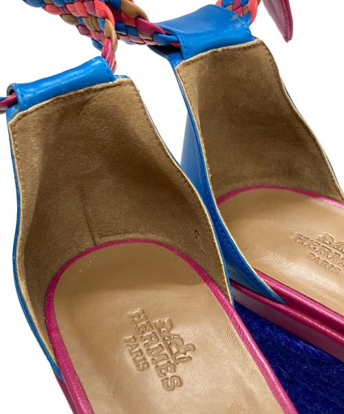 HERMES（エルメス）HERMES (エルメス) イネス ウェッジソールサンダル/ENESS wedge sandals ブルー×ピンク サイズ:40(25.5-26.0)の古着・服飾アイテム