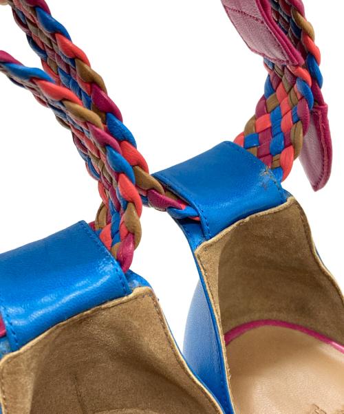 HERMES（エルメス）HERMES (エルメス) イネス ウェッジソールサンダル/ENESS wedge sandals ブルー×ピンク サイズ:40(25.5-26.0)の古着・服飾アイテム