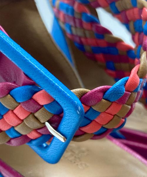 HERMES（エルメス）HERMES (エルメス) イネス ウェッジソールサンダル/ENESS wedge sandals ブルー×ピンク サイズ:40(25.5-26.0)の古着・服飾アイテム