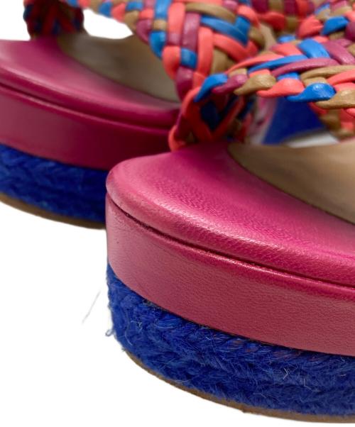 HERMES（エルメス）HERMES (エルメス) イネス ウェッジソールサンダル/ENESS wedge sandals ブルー×ピンク サイズ:40(25.5-26.0)の古着・服飾アイテム