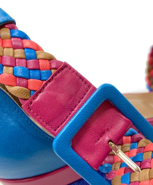 HERMES（エルメス）HERMES (エルメス) イネス ウェッジソールサンダル/ENESS wedge sandals ブルー×ピンク サイズ:40(25.5-26.0)の古着・服飾アイテム
