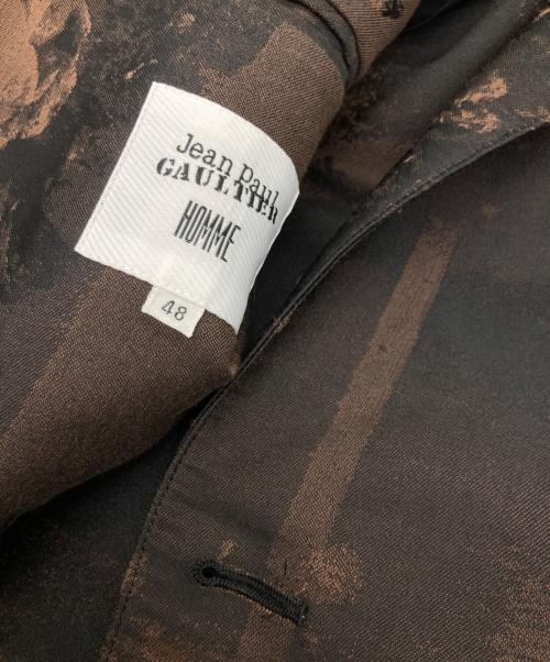 Jean Paul Gaultier homme（ジャンポールゴルチェオム）Jean Paul Gaultier homme (ジャンポールゴルチェオム) ジャガードテーラードジャケット ブラウン サイズ:48の古着・服飾アイテム