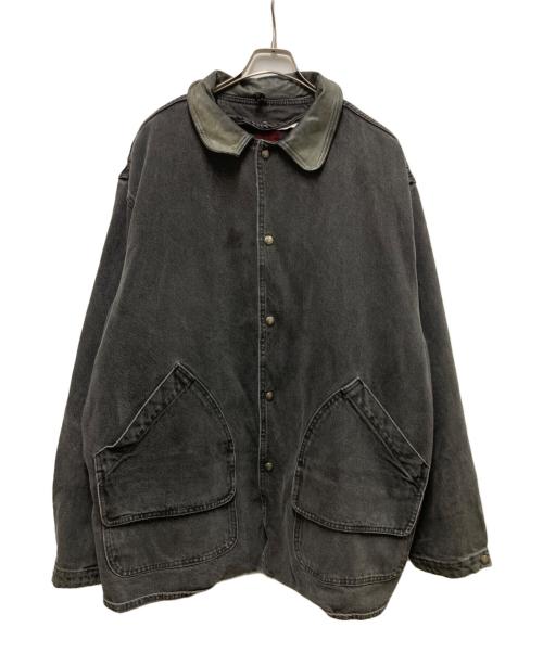 WOOLRICH（ウールリッチ）WOOLRICH (ウールリッチ) レザーカラーハンティングジャケット ブラック サイズ:XLの古着・服飾アイテム