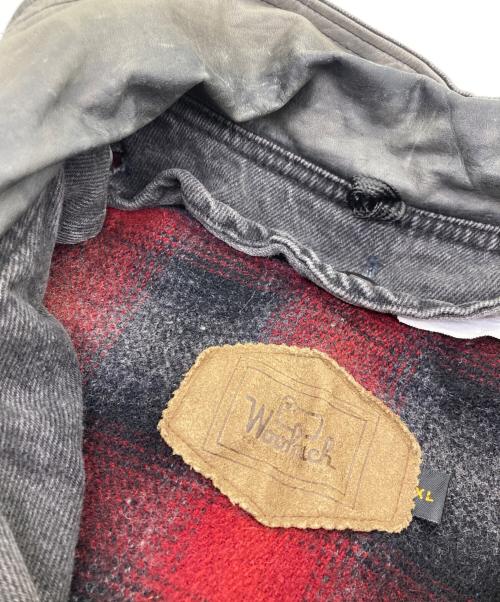 WOOLRICH（ウールリッチ）WOOLRICH (ウールリッチ) レザーカラーハンティングジャケット ブラック サイズ:XLの古着・服飾アイテム