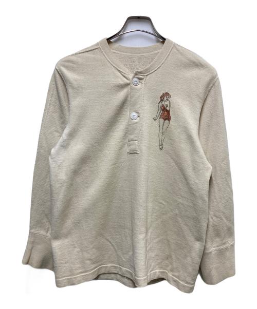 US ARMY（ユーエスアーミー）US ARMY (ユーエスアーミー) 50s ヘンリーネックカットソー UNDER SHIRTS ベージュ サイズ:	SIZE Mの古着・服飾アイテム