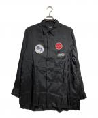 WILDSIDE YOHJI YAMAMOTOワイルドサイド ヨウジ ヤマモト）の古着「パッチ・キュプラ・シャツ/Patch Cupro Shirt A」｜ブラック