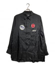 WILDSIDE YOHJI YAMAMOTO（ワイルドサイド ヨウジ ヤマモト）の古着「パッチ・キュプラ・シャツ/Patch Cupro Shirt A」｜ブラック