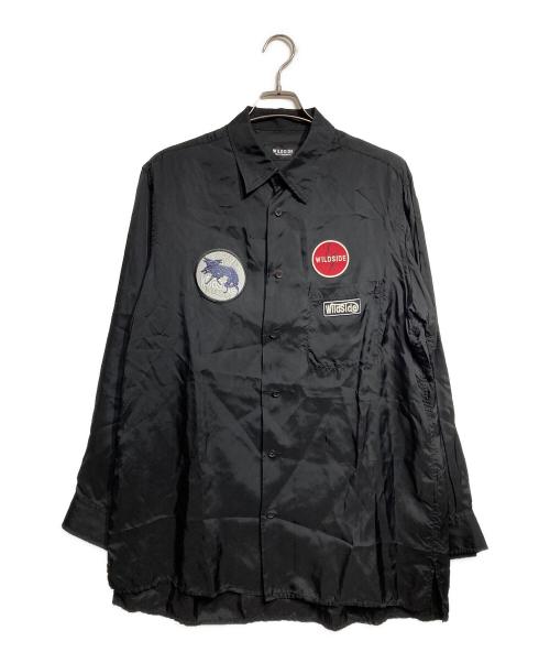 WILDSIDE YOHJI YAMAMOTO（ワイルドサイド ヨウジ ヤマモト）WILDSIDE YOHJI YAMAMOTO (ワイルドサイド ヨウジ ヤマモト) パッチ・キュプラ・シャツ/Patch Cupro Shirt A ブラック サイズ:3の古着・服飾アイテム