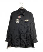 WILDSIDE YOHJI YAMAMOTOワイルドサイド ヨウジ ヤマモト）の古着「パッチ・キュプラ・シャツ/Patch Cupro Shirt B」｜ブラック
