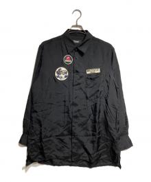 WILDSIDE YOHJI YAMAMOTO（ワイルドサイド ヨウジ ヤマモト）の古着「パッチ・キュプラ・シャツ/Patch Cupro Shirt B」｜ブラック