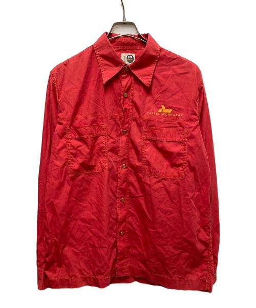 DIESEL（ディーゼル）DIESEL (ディーゼル) ステッチシャツ レッド サイズ:	SIZE Mの古着・服飾アイテム