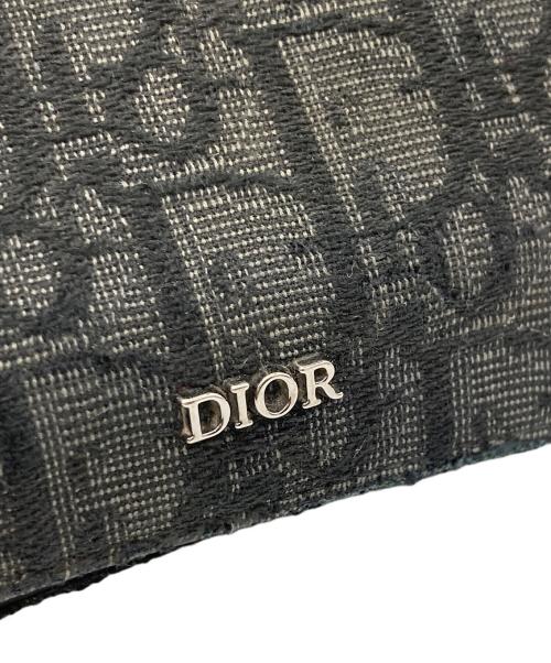 Dior（ディオール）DIOR (ディオール) オブリーク ジャガード 2つ折り財布 ブラックの古着・服飾アイテム