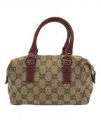 GUCCIグッチ）の古着「ミニボストンバッグ」｜ベージュ×ワインレッド