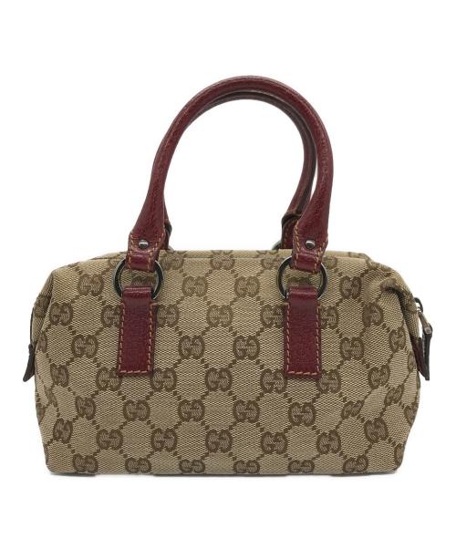 GUCCI（グッチ）GUCCI (グッチ) ミニボストンバッグ ベージュ×ワインレッドの古着・服飾アイテム