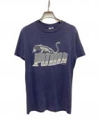 PUMAプーマ）の古着「パンサープリントTシャツ」｜ネイビー