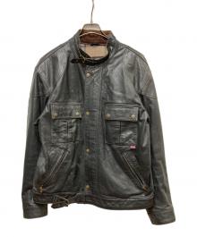 BELSTAFF（ベルスタッフ）の古着「gangster レザーモーターサイクルジャケット」｜ブラック