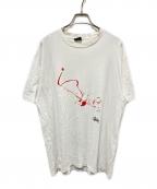 stussy×WTAPSステューシー×ダブルタップス）の古着「90sコラボプリントTシャツ」｜ホワイト