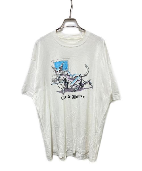 USED（ユーズド）USED (ユーズド) CAT&MOUSE アートプリントTシャツ ホワイト サイズ:不明の古着・服飾アイテム
