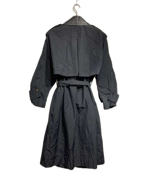 Ferragamo（フェラガモ）Ferragamo (フェラガモ) 襟レザー切替ナイロントレンチコート / Nylon trench coat with leather collar ブラック サイズ:42の古着・服飾アイテム