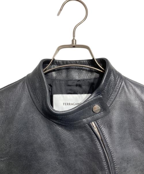 Ferragamo（フェラガモ）Ferragamo (フェラガモ) レザーライダースジャケット ブラック サイズ:44の古着・服飾アイテム