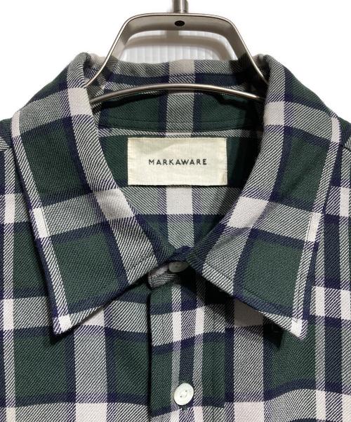 MARKAWARE（マーカウェア）MARKAWARE (マーカウェア) オーガニックウールヴィエラコンフォートフィットシャツ/Organic Wool Viyella Comfort Fit Shirt グリーン サイズ:1の古着・服飾アイテム