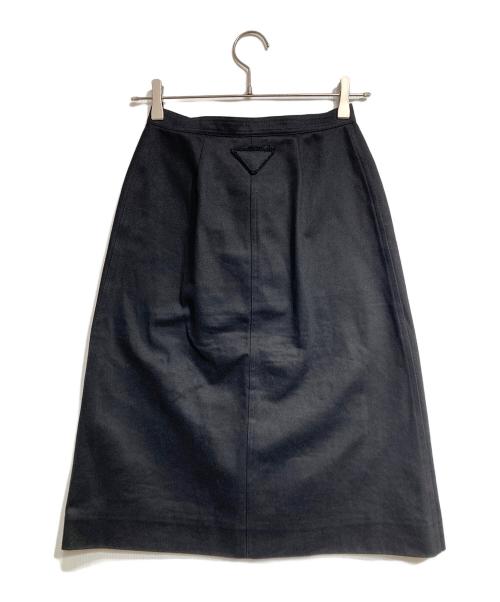 PRADA（プラダ）PRADA (プラダ) フロントコントラストボタン コットンドリル スカート ブラック サイズ:36の古着・服飾アイテム