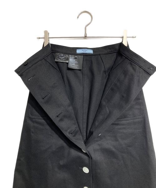 PRADA（プラダ）PRADA (プラダ) フロントコントラストボタン コットンドリル スカート ブラック サイズ:36の古着・服飾アイテム