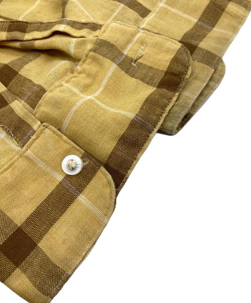 VAN HEUSEN（ヴァンヒューセン/バンヒューゼン）VAN HEUSEN (ヴァンヒューセン/バンヒューゼン) 60‐70s ボタンダウンチェックシャツ イエロー サイズ:Mの古着・服飾アイテム