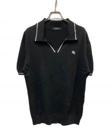 BURBERRY BLACK LABEL（バーバリーブラックレーベル）の古着「ニットポロシャツ」｜ブラック