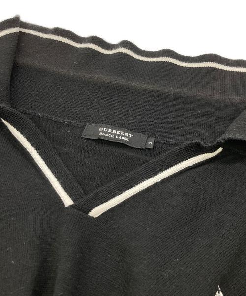 BURBERRY BLACK LABEL（バーバリーブラックレーベル）BURBERRY BLACK LABEL (バーバリーブラックレーベル) ニットポロシャツ ブラック サイズ:3の古着・服飾アイテム