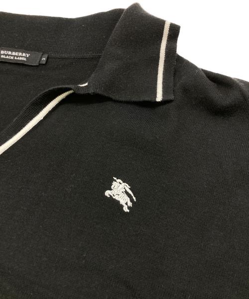 BURBERRY BLACK LABEL（バーバリーブラックレーベル）BURBERRY BLACK LABEL (バーバリーブラックレーベル) ニットポロシャツ ブラック サイズ:3の古着・服飾アイテム